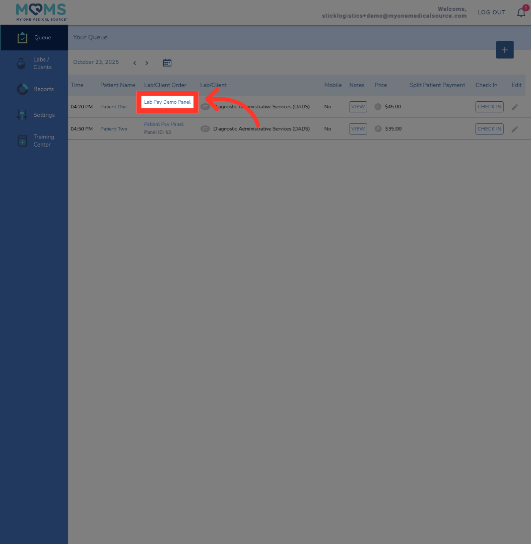 Open Lab Pay Demo Panel