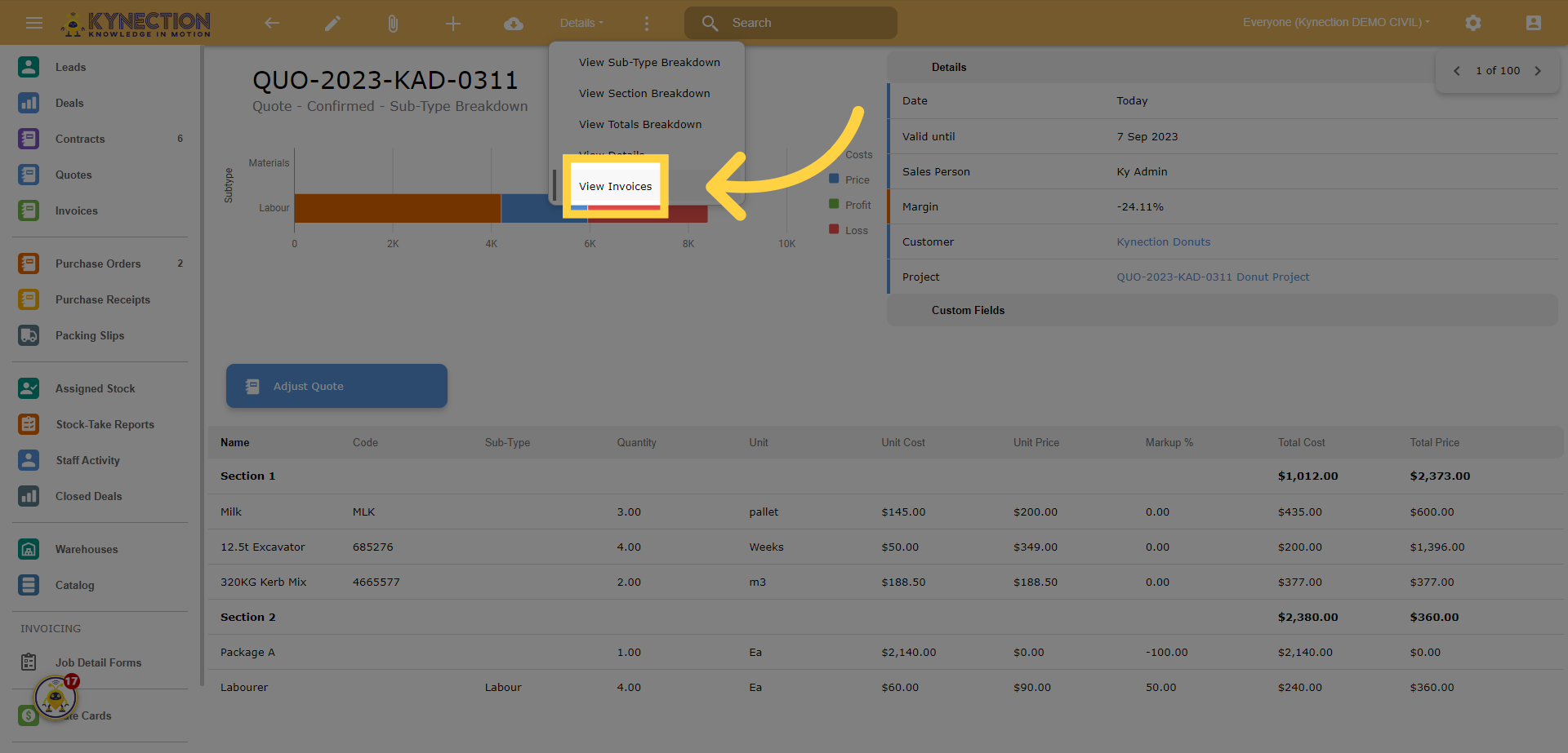 Click 'View Invoices'