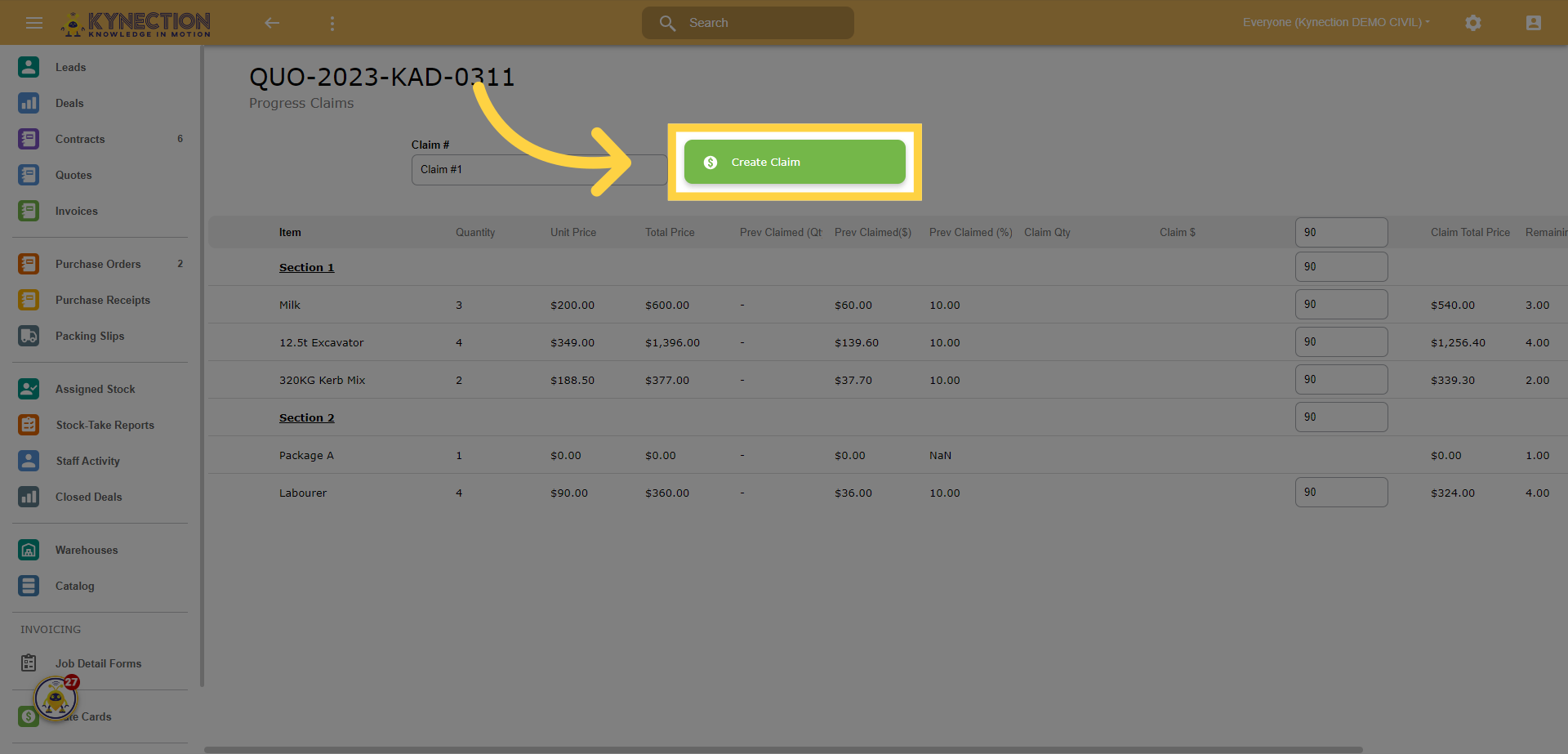 Click 'Create Claim' and create your final claim
