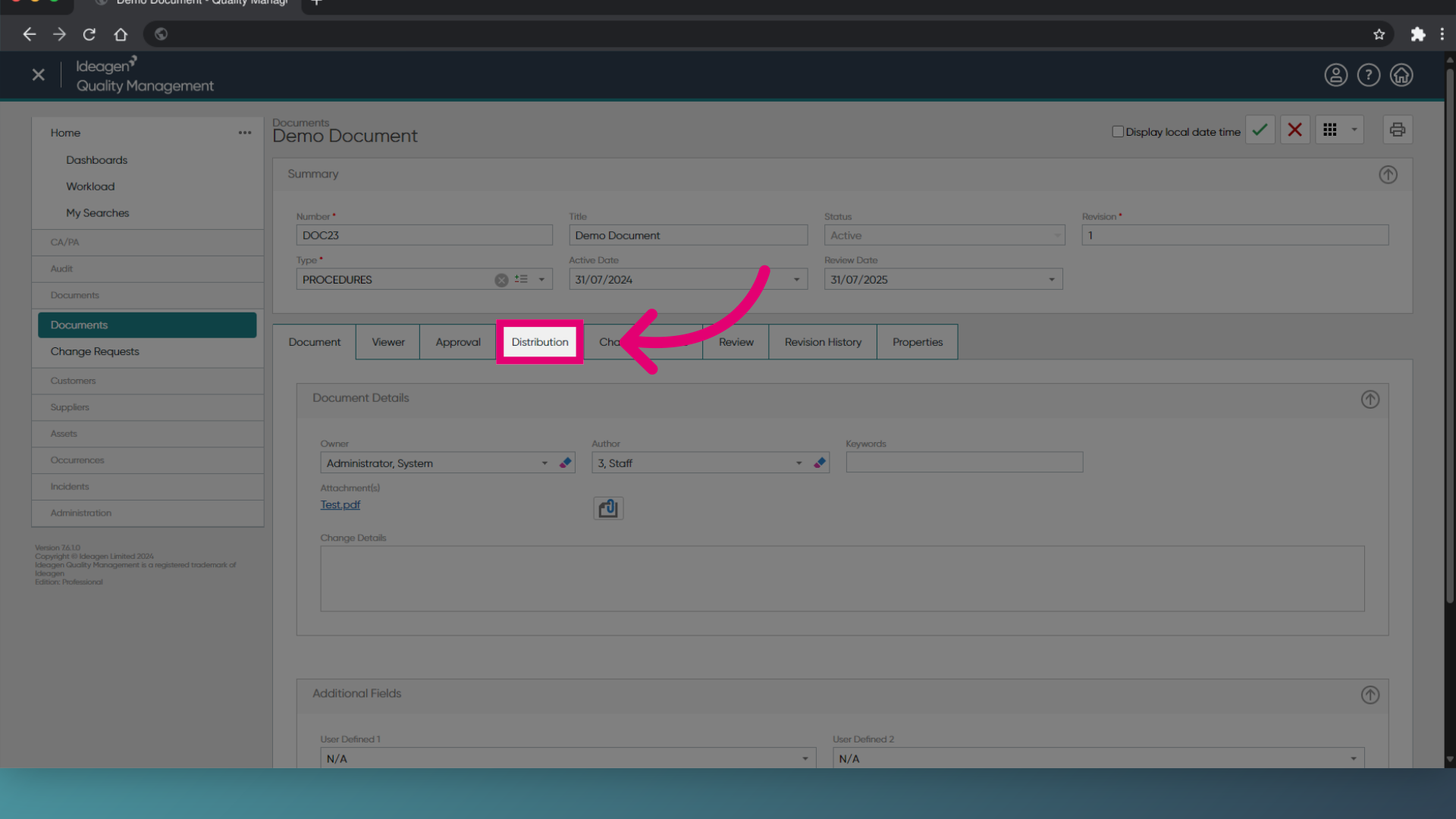 Select 'Distribution'