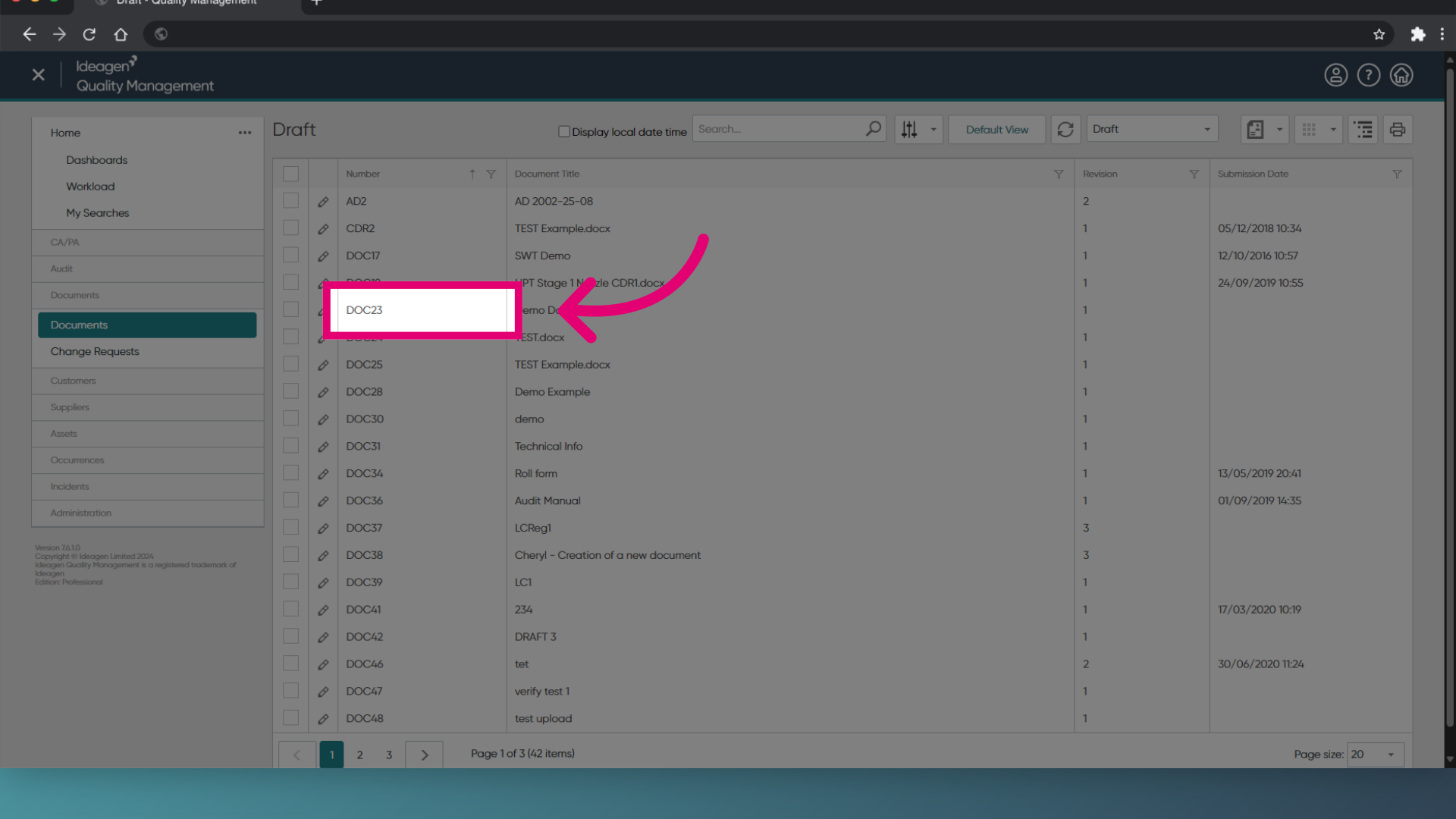 Click 'Document Name'