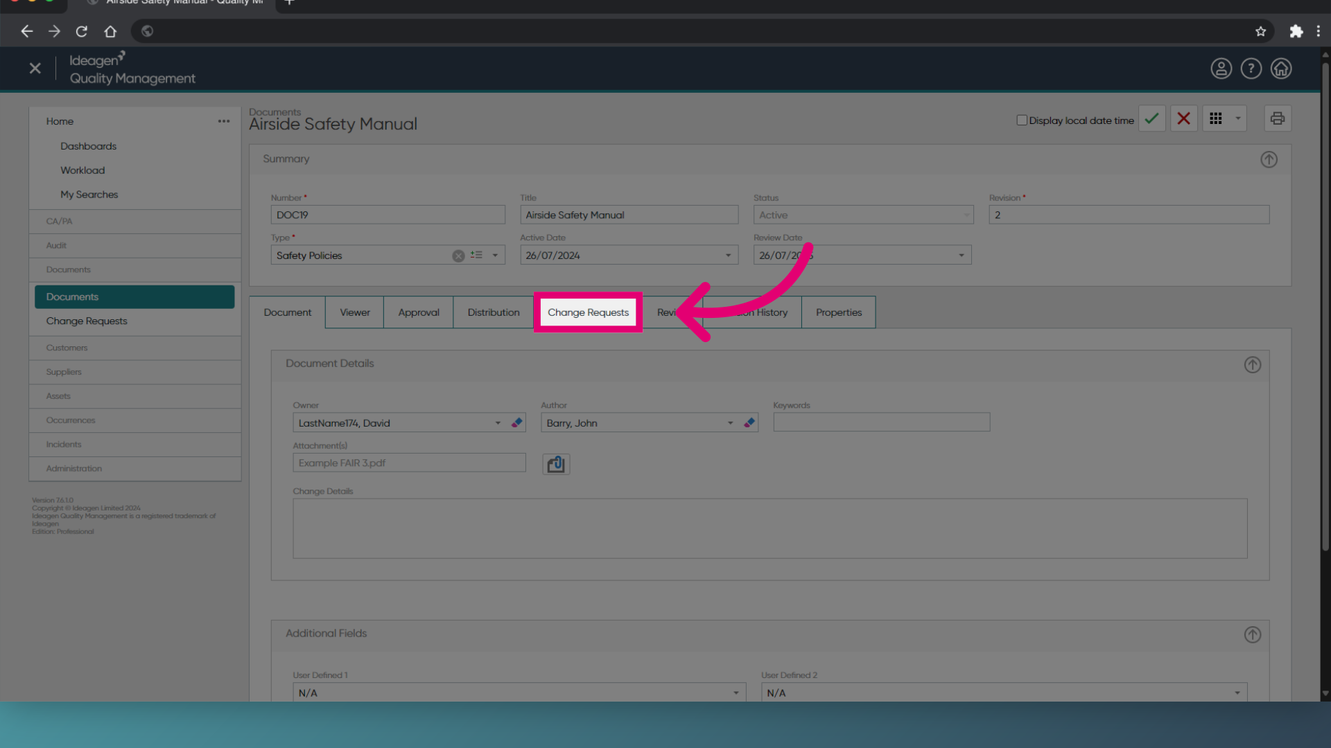 Select 'Change Requests'