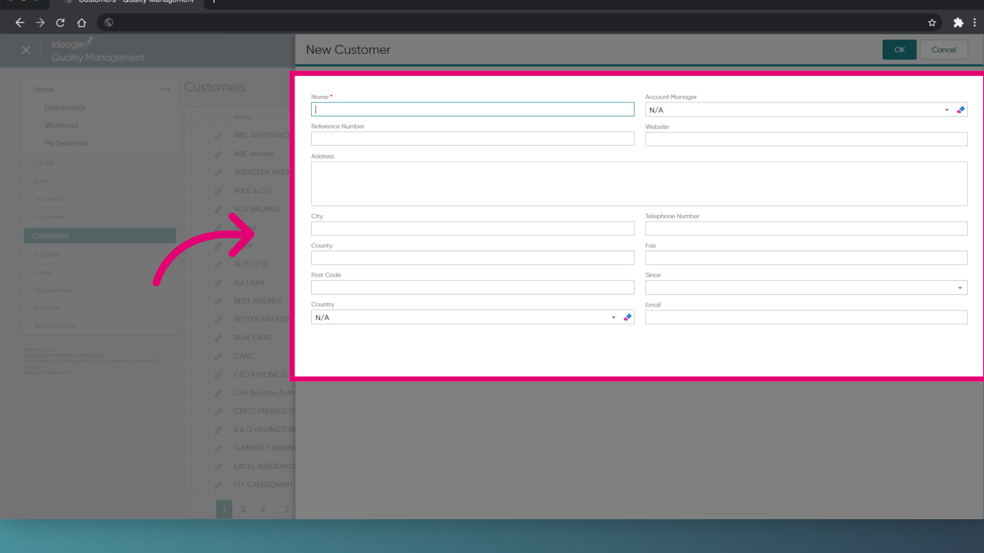 Enter the customer information