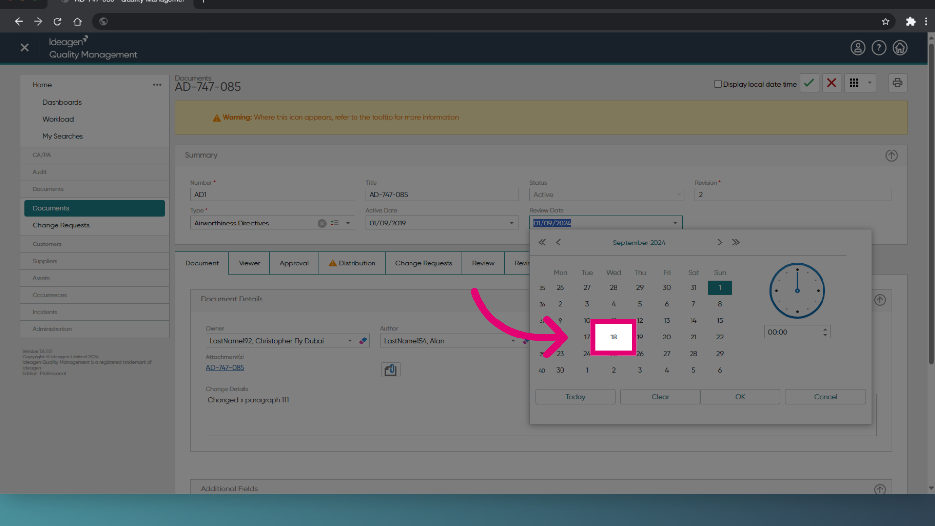 Select 'Review Date'