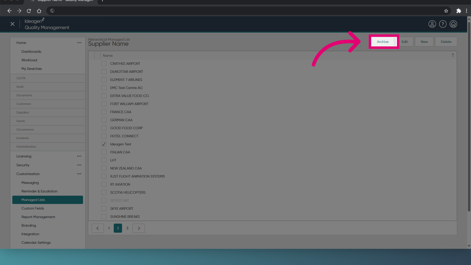 Choose 'Archive'