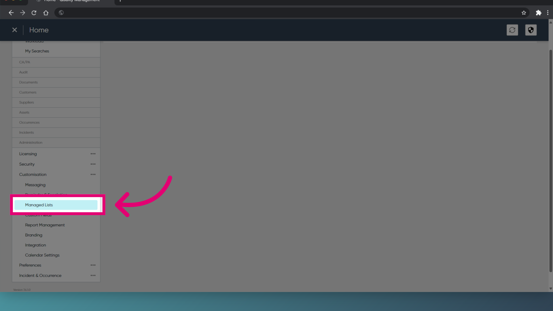 Choose 'Managed Lists'