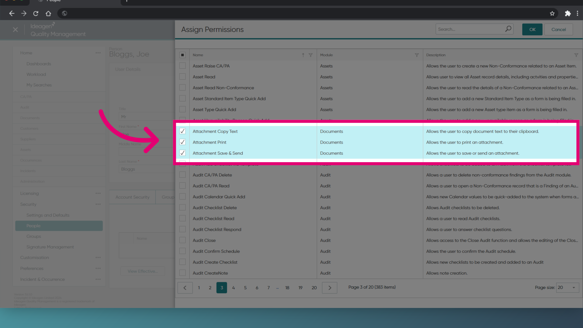 Select 'Permissions'