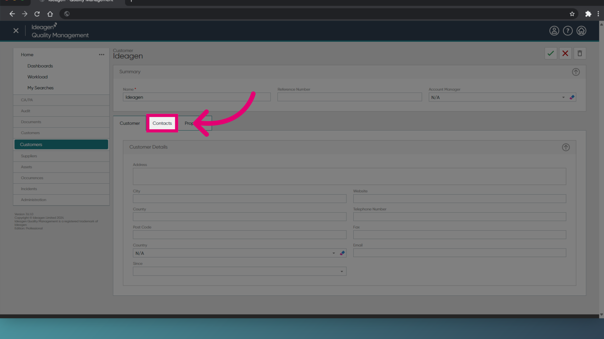 Select 'Contacts'