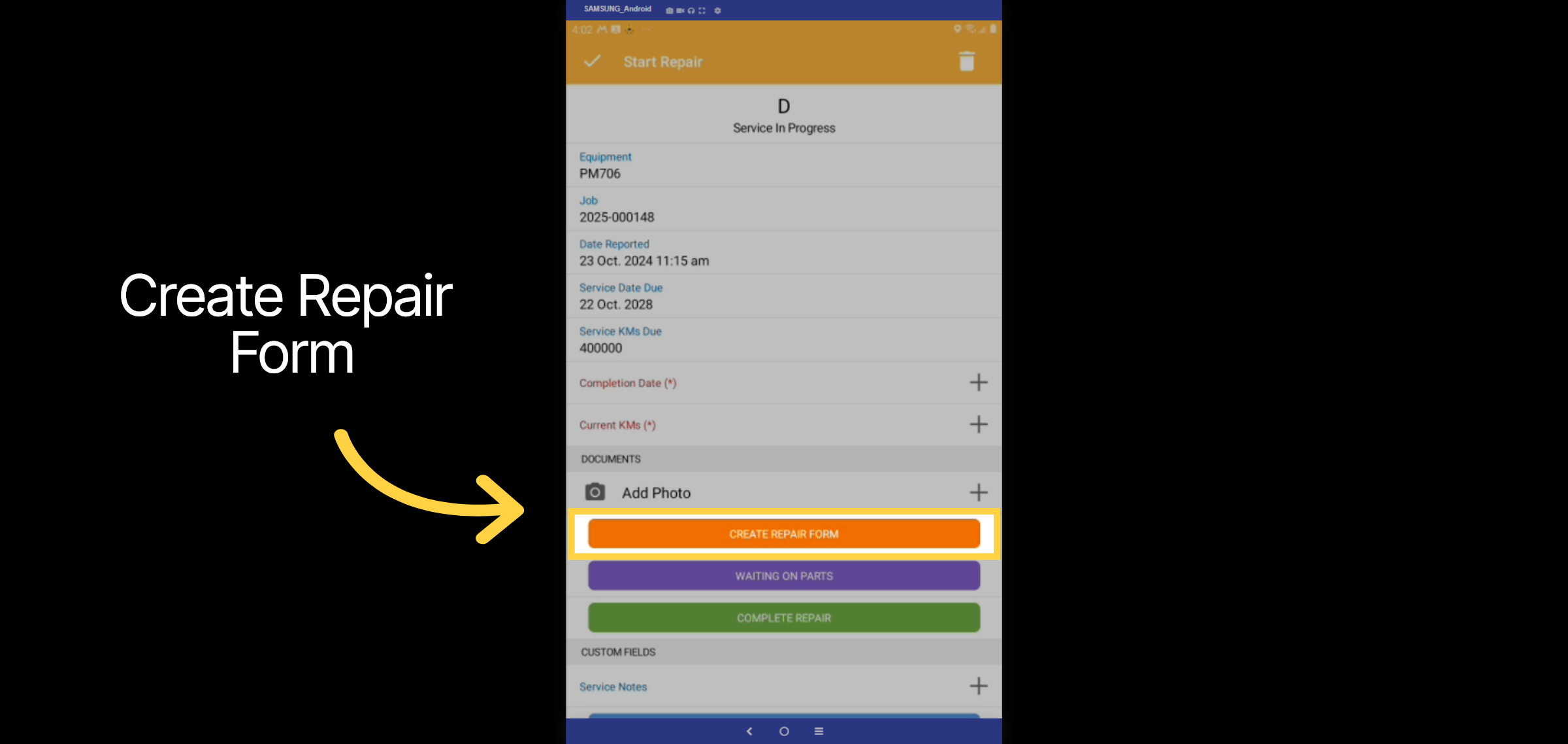 Create Repair Form