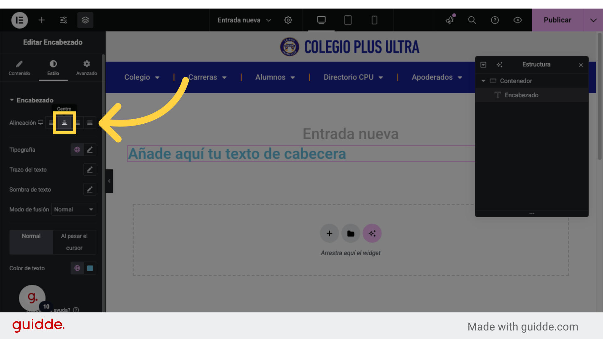 Centra el texto