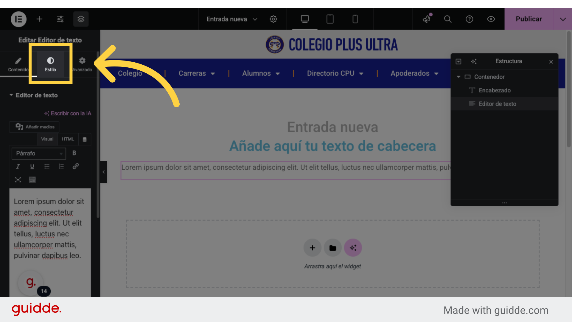 Clic 'Estilo'