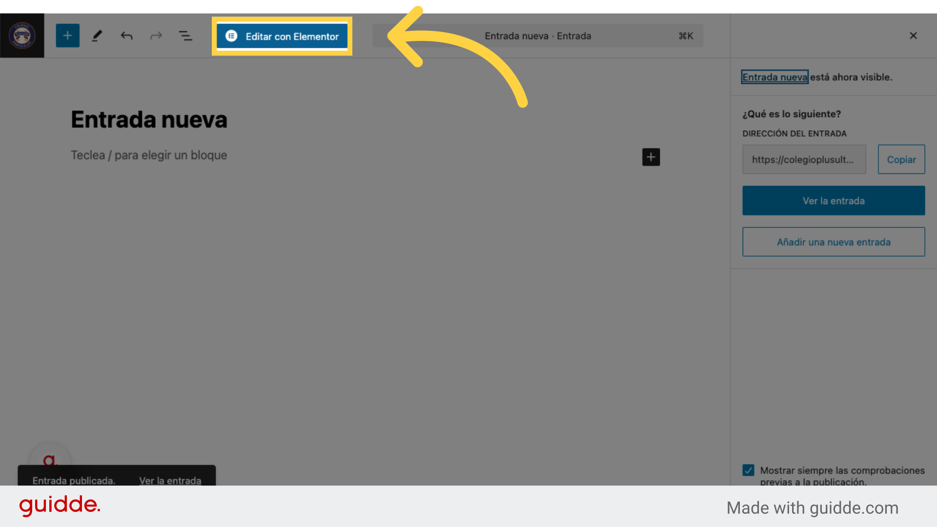 Clic 'Editar con Elementor'