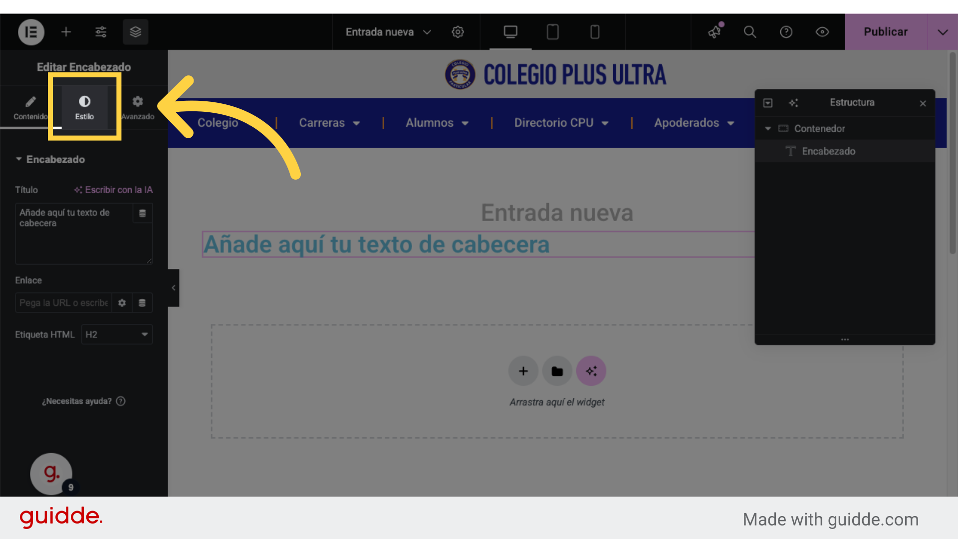 Clic en:  'Estilo'