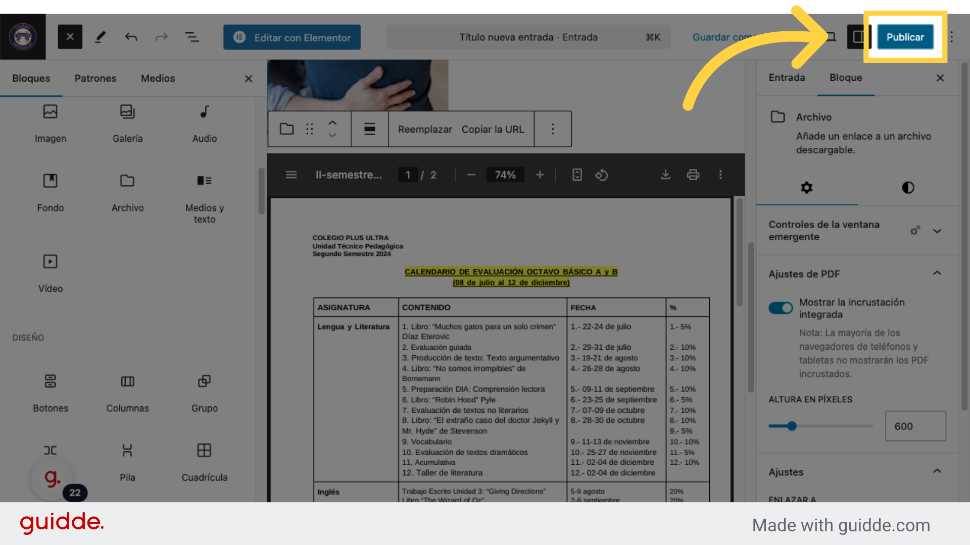 Clic en 'Publicar'