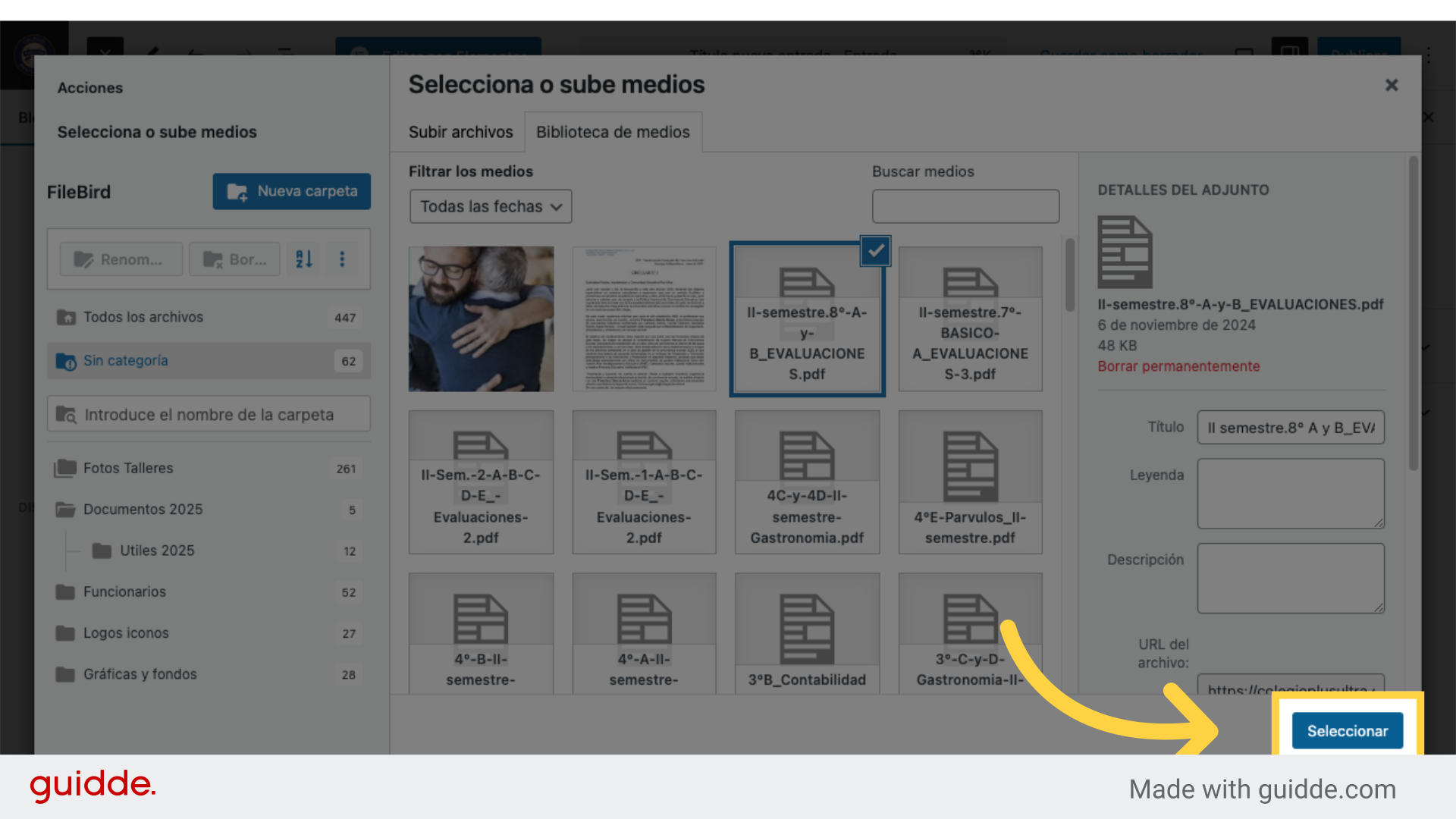 Clic 'Seleccionar' y ya está agregado.