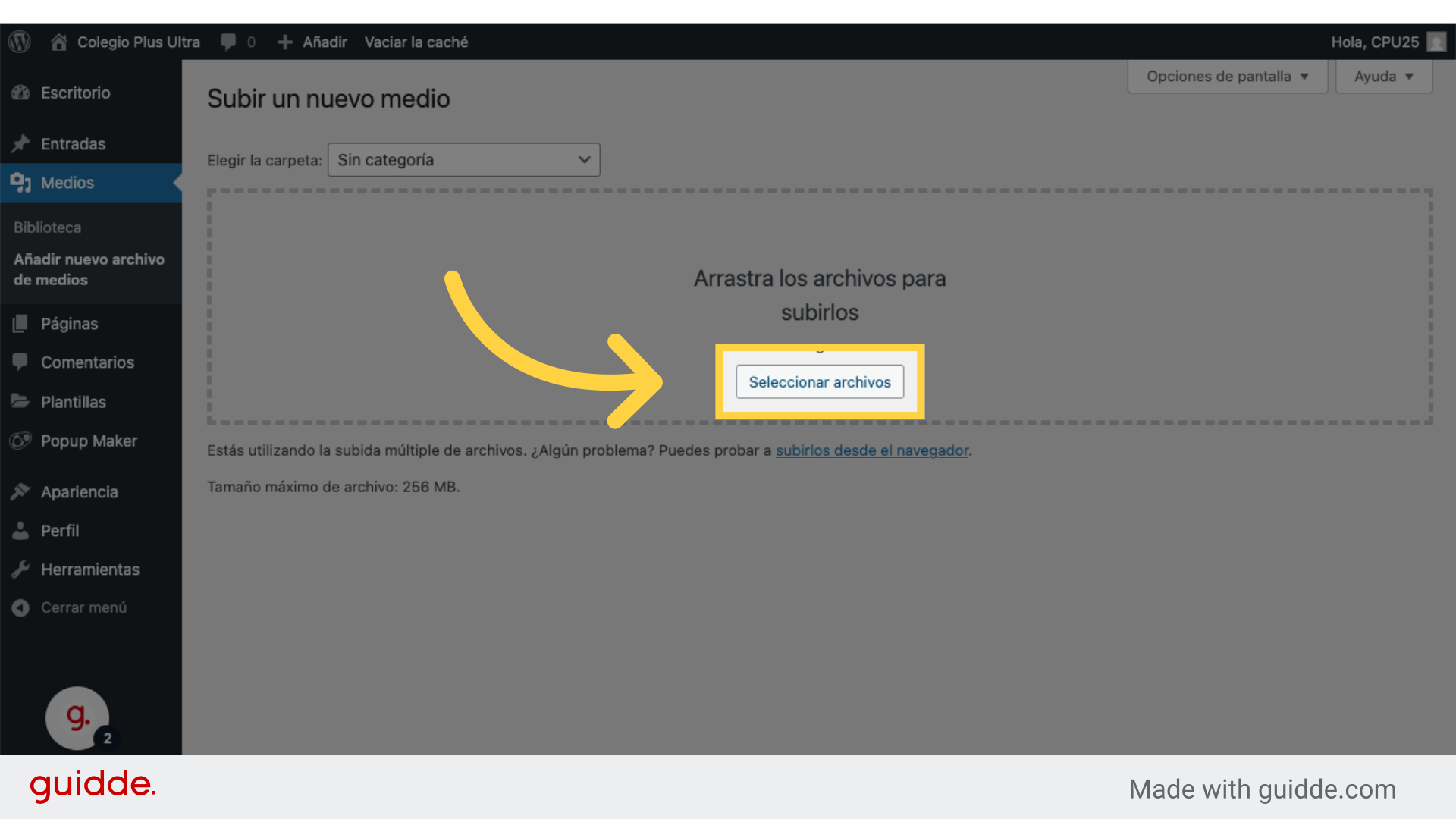 Clic 'Seleccionar archivos'