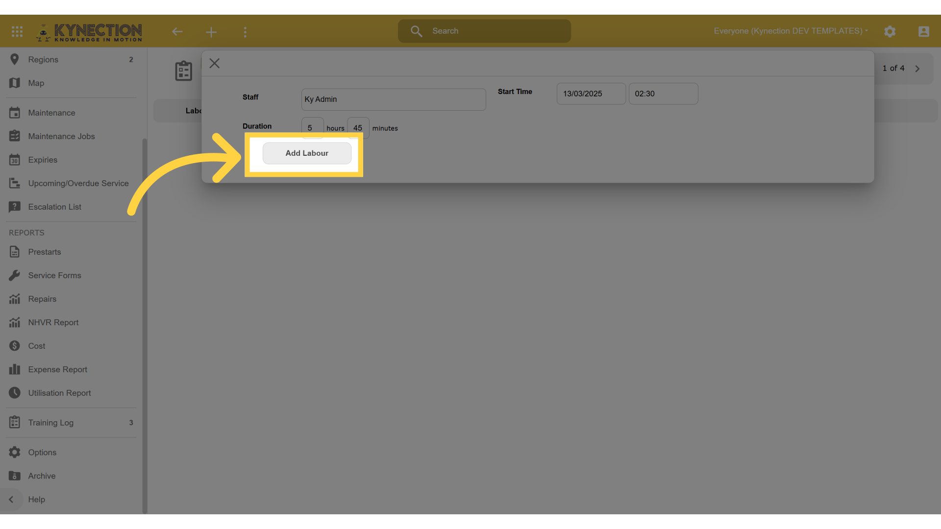 Click Add Labour when complete