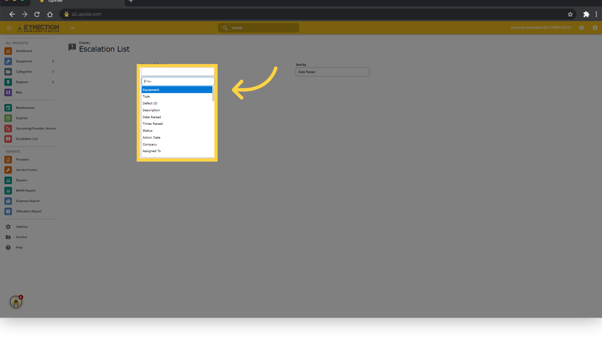Select desired Columns from the list