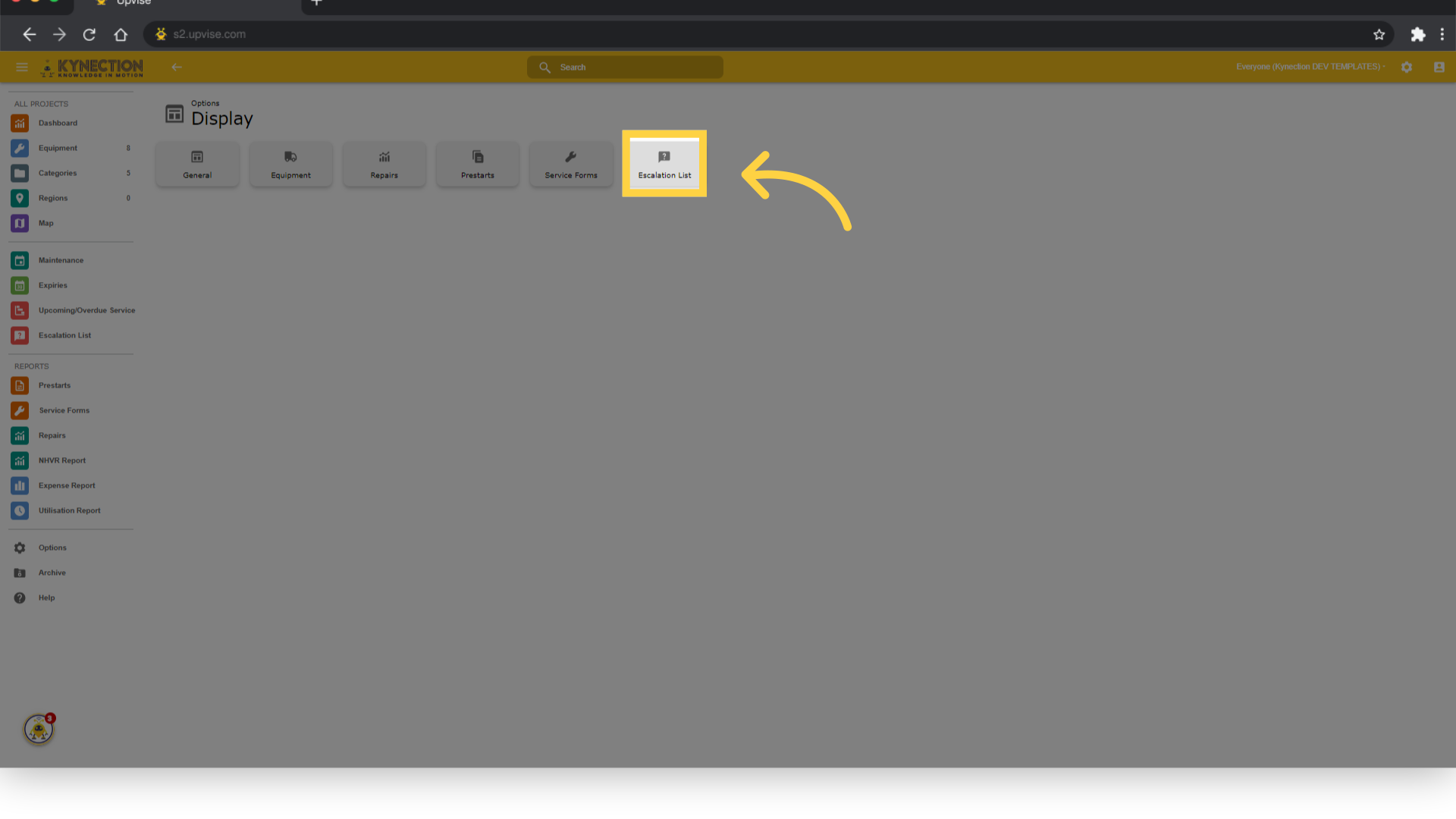 Click 'Escalation List'