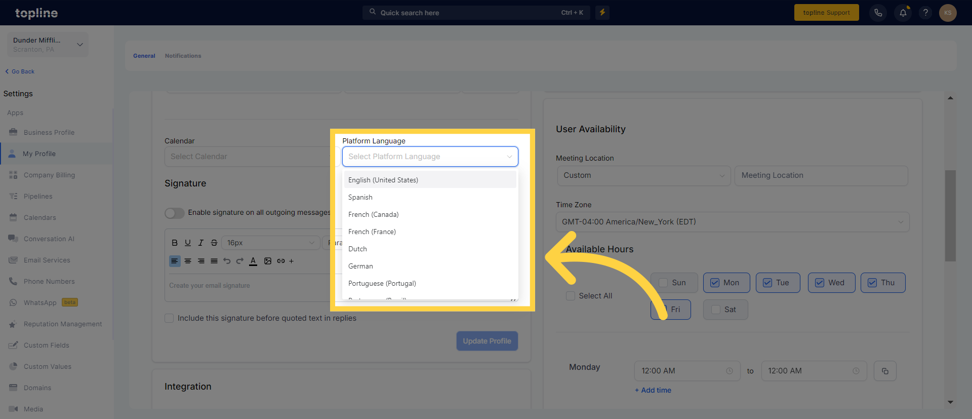 Choose Platform Language