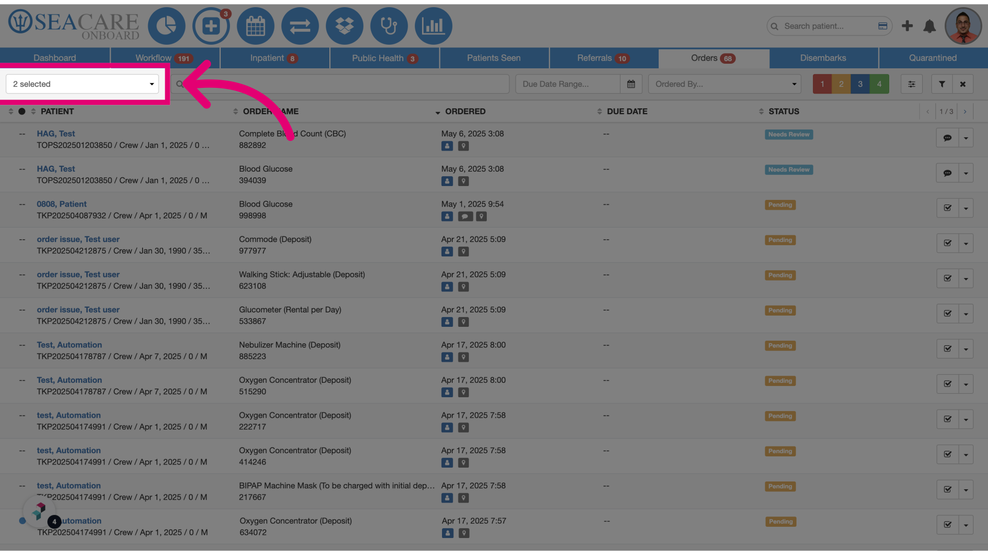 View the default list