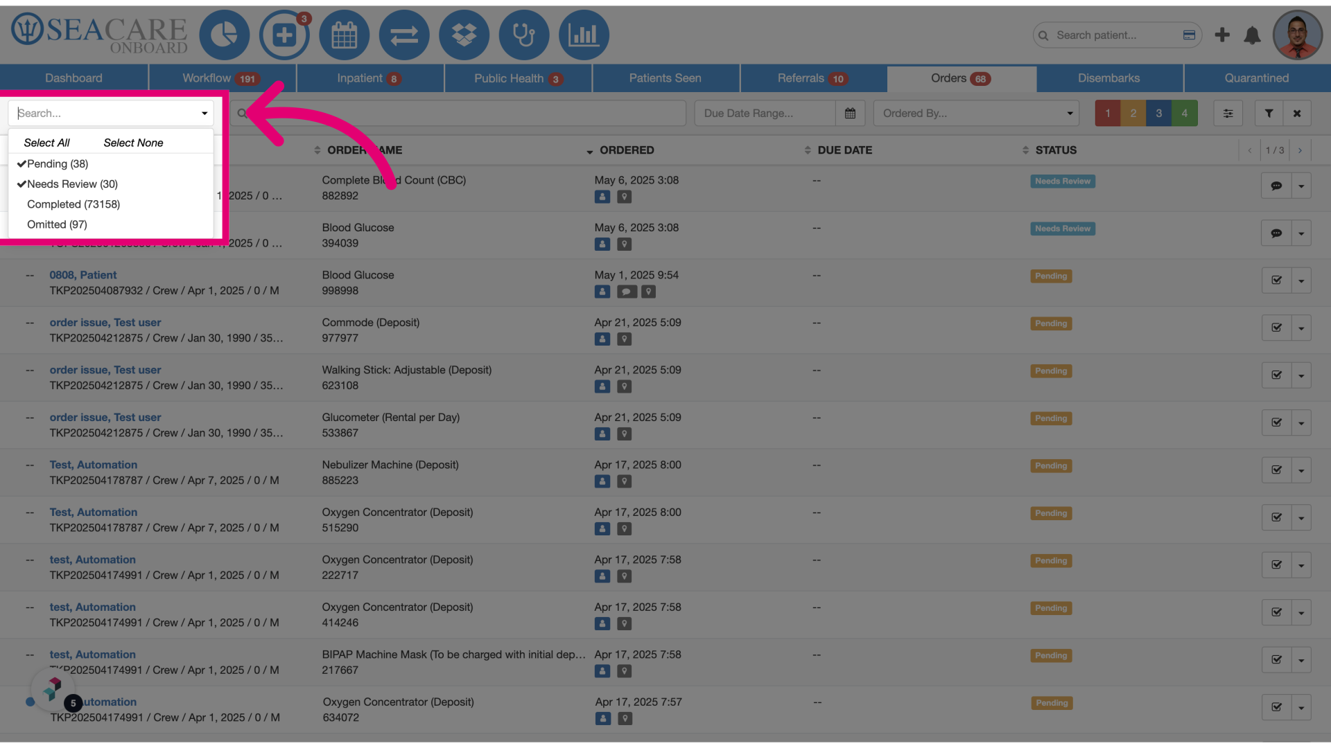 Default Statuses Pending and Needs Review