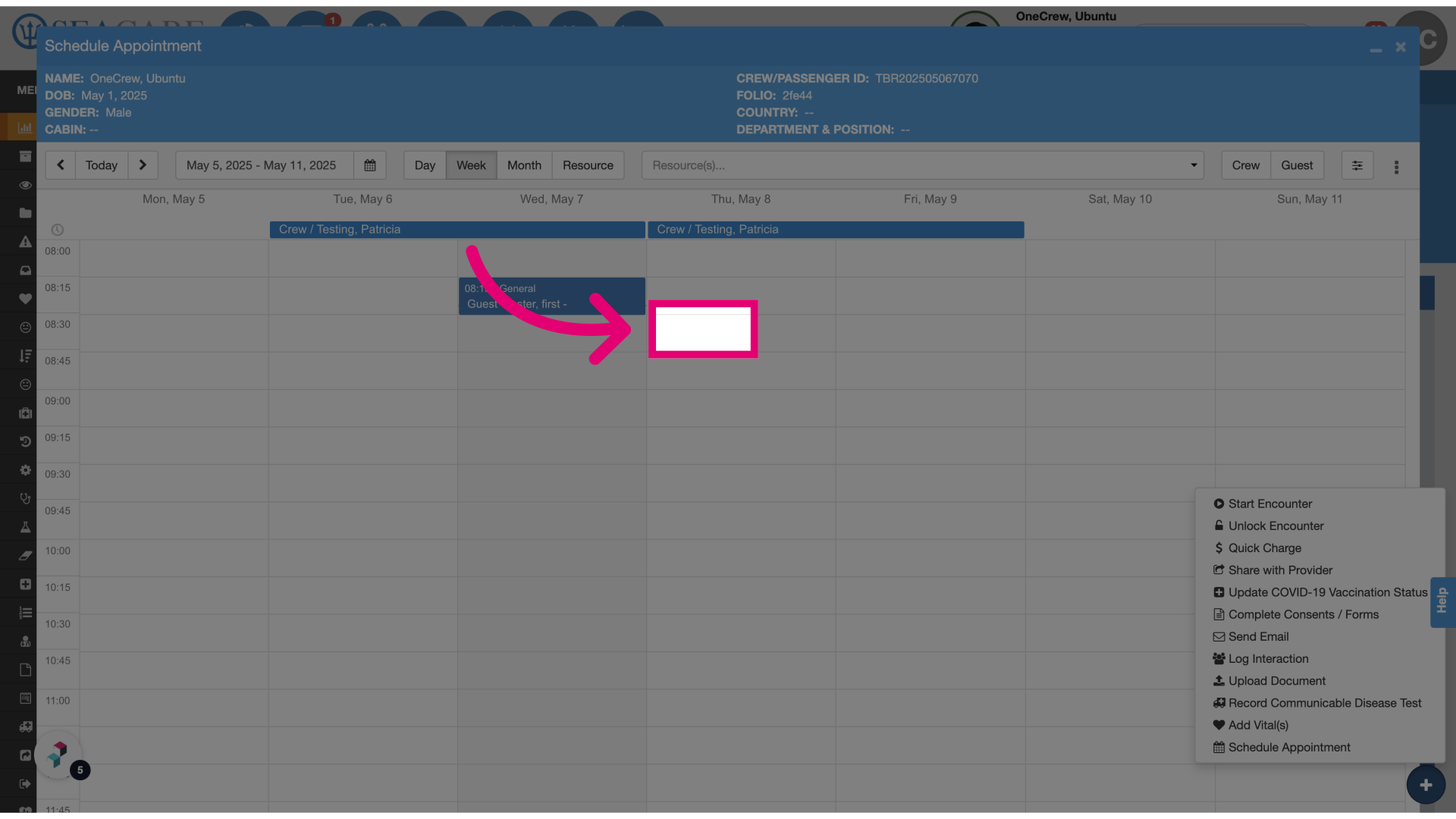 Select the date and time slot