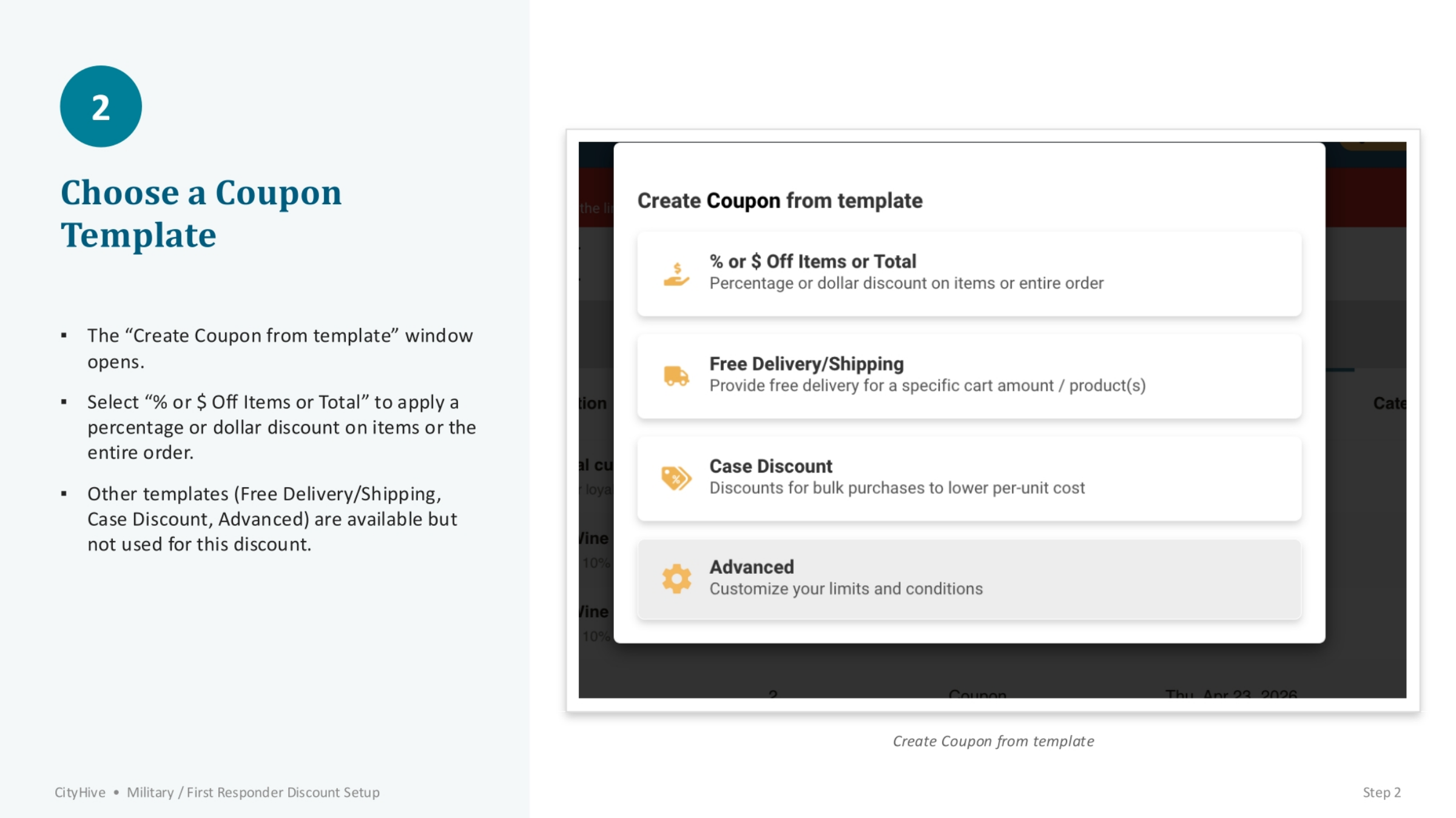 Selecting the Coupon Template