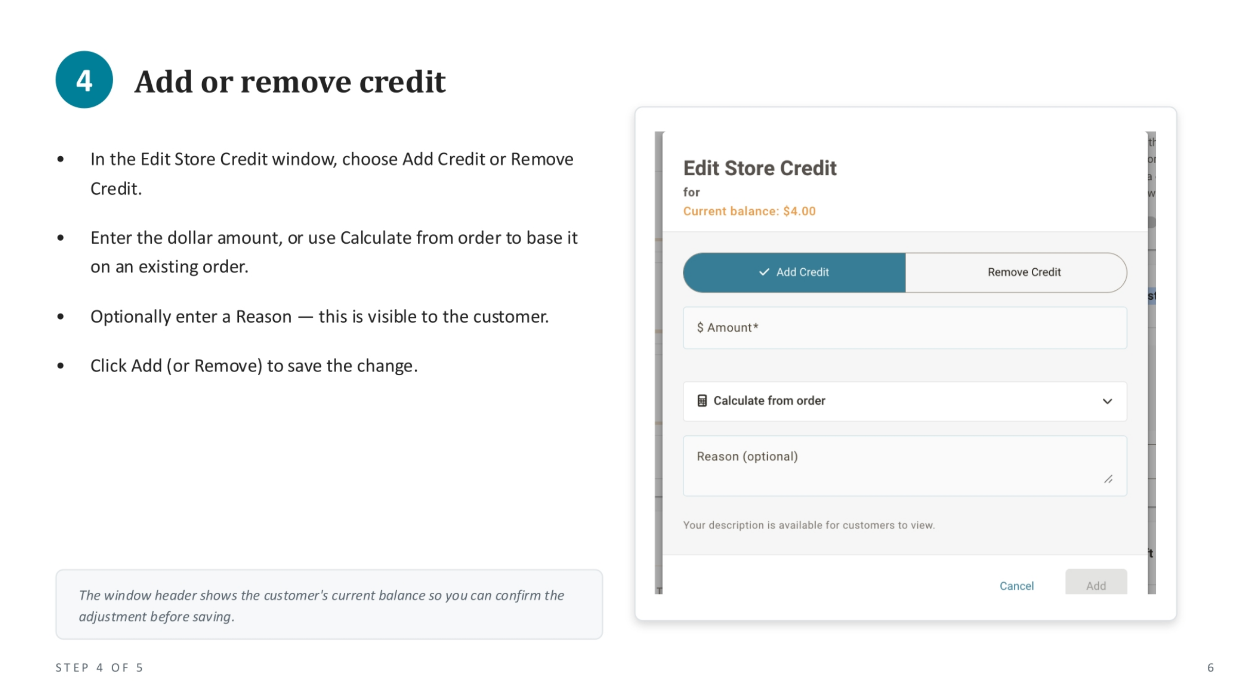 Adding or Removing Store Credit