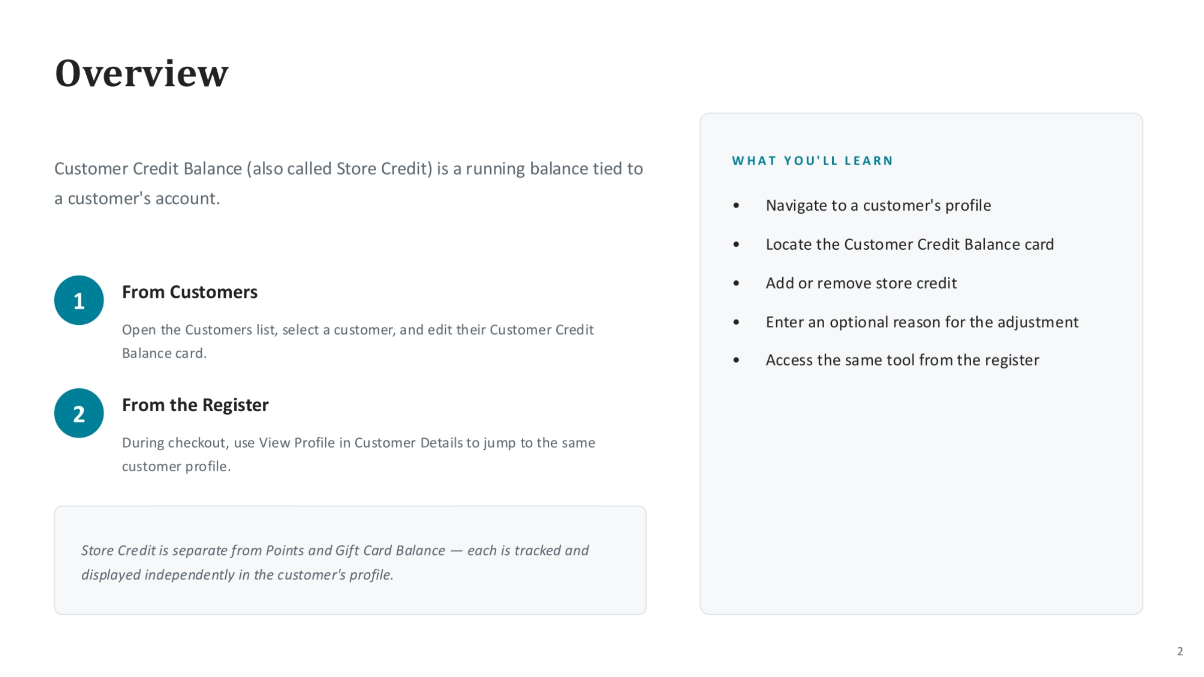 Overview of Customer Credit Balance