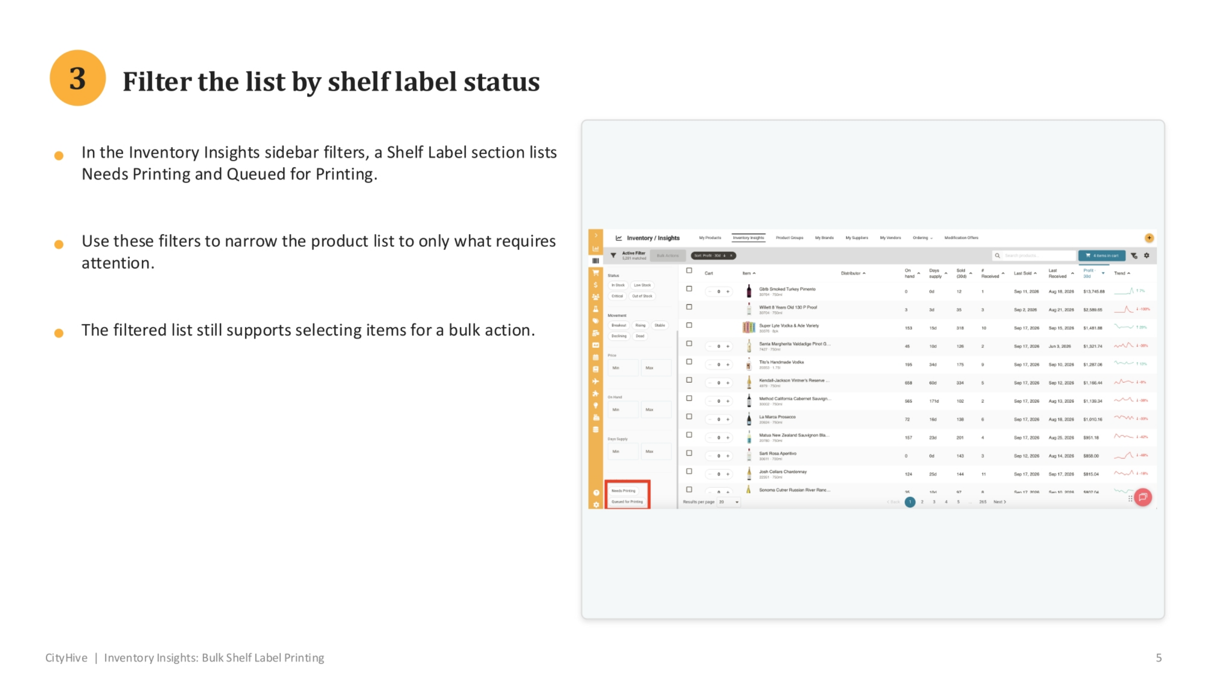 Filtering by Shelf Label Status