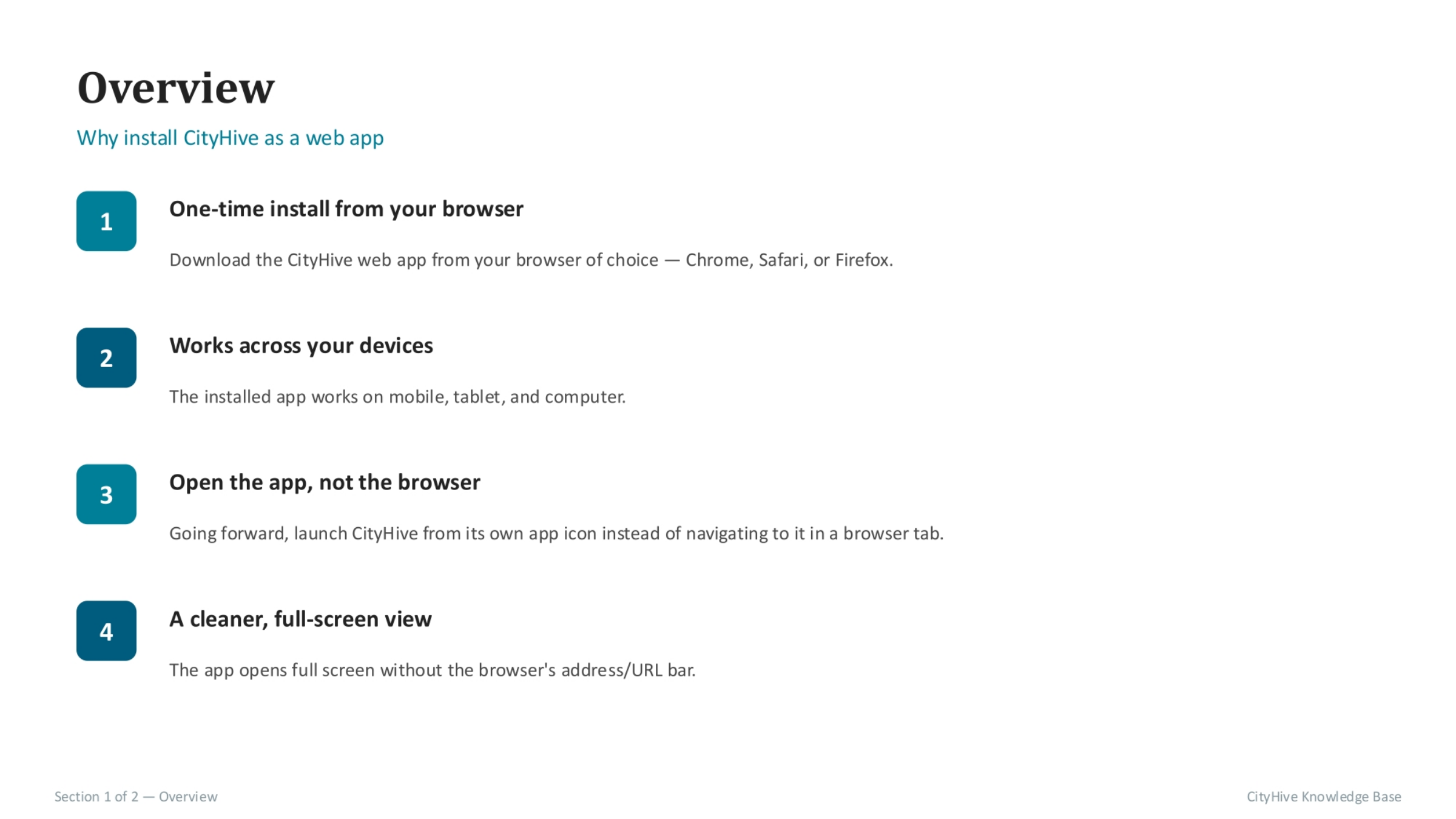 Overview: Why Install CityHive as a Web App