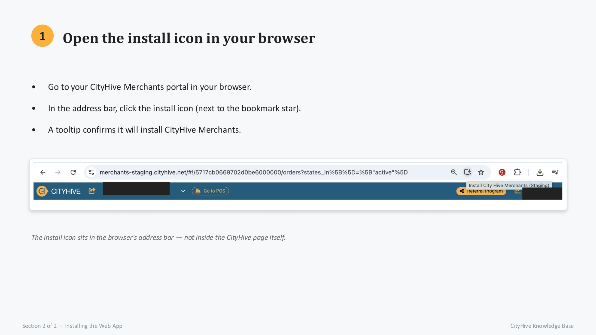 Open the Install Icon in Your Browser