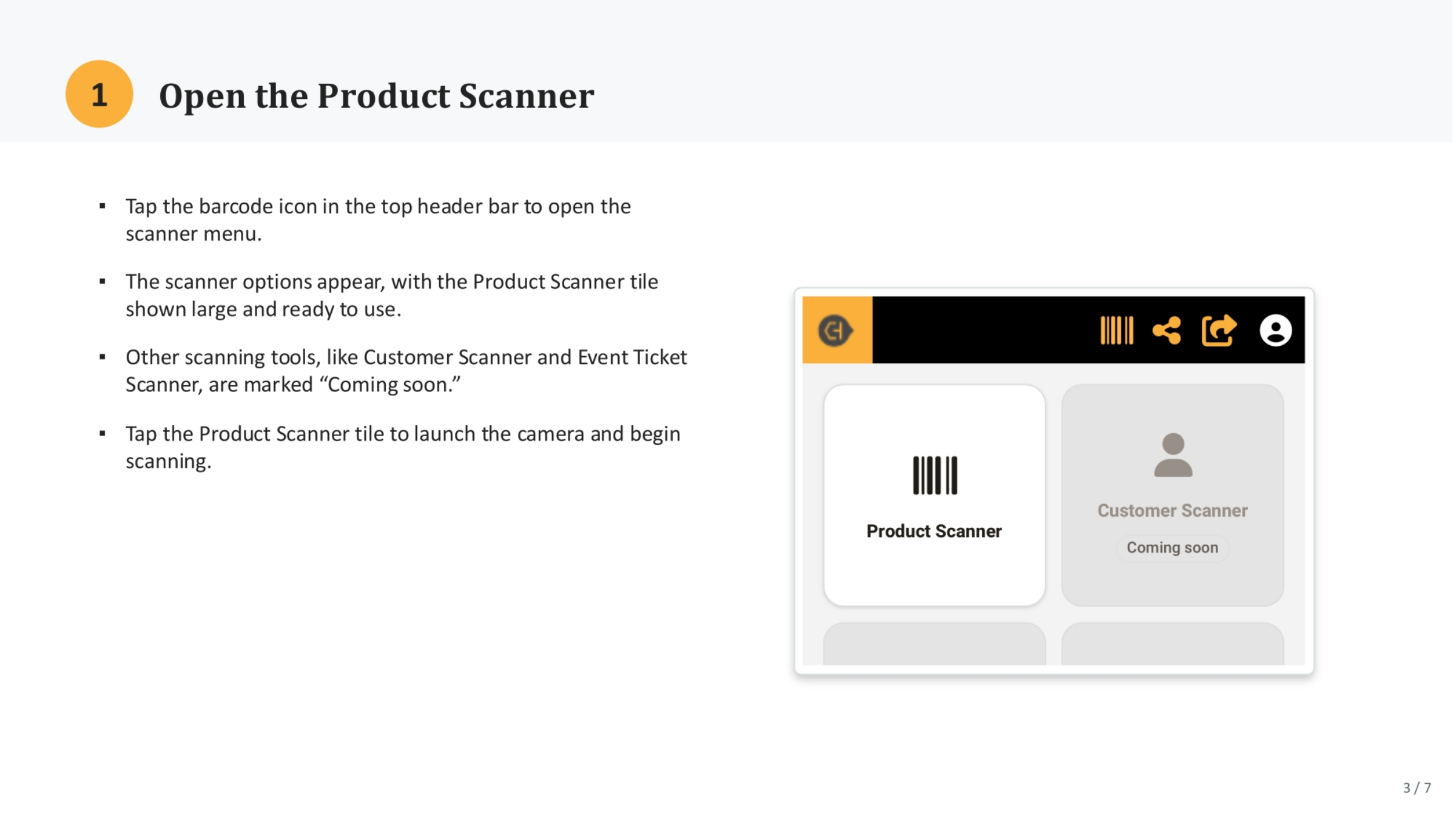 Open the Product Scanner