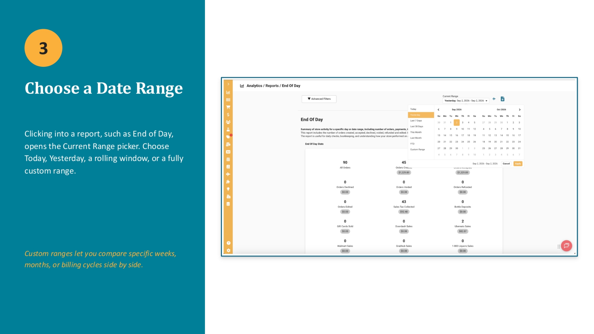 Selecting a Report Date Range