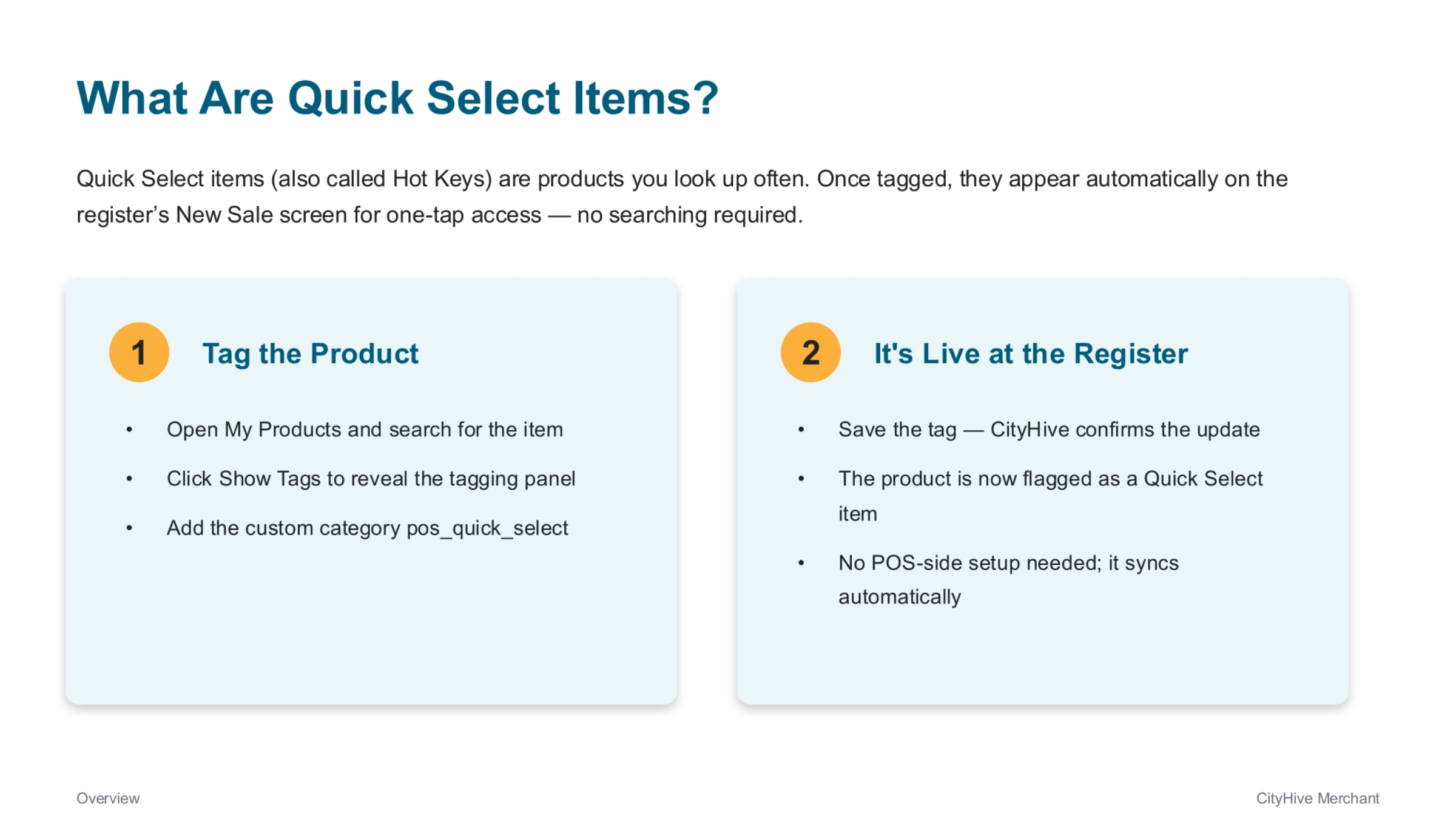 What Are Quick Select Items?
