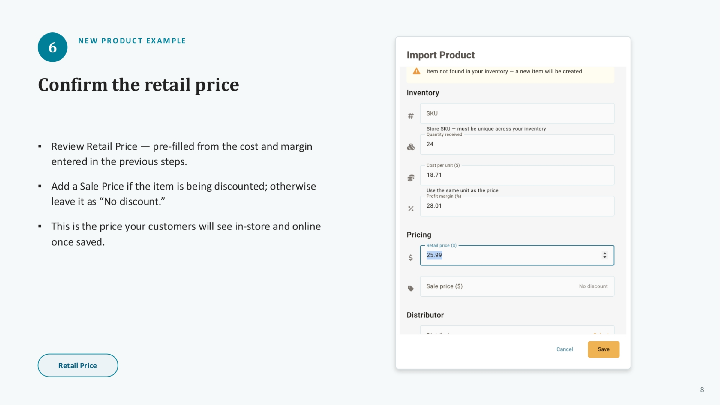 Confirming the Retail Price