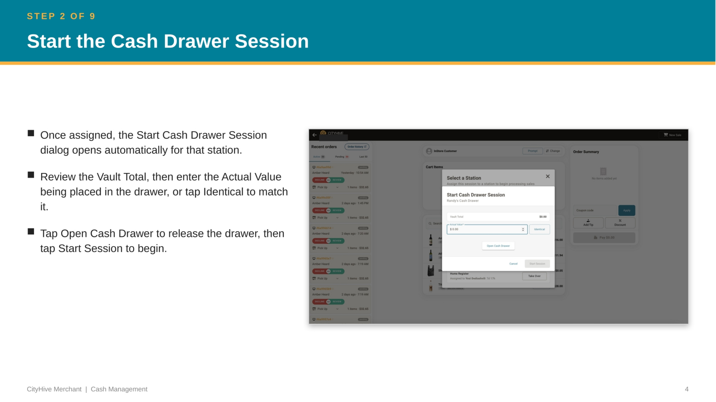 Start the Cash Drawer Session