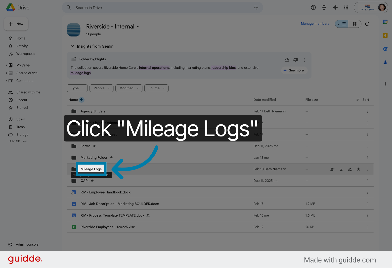 Open Mileage Logs Folder