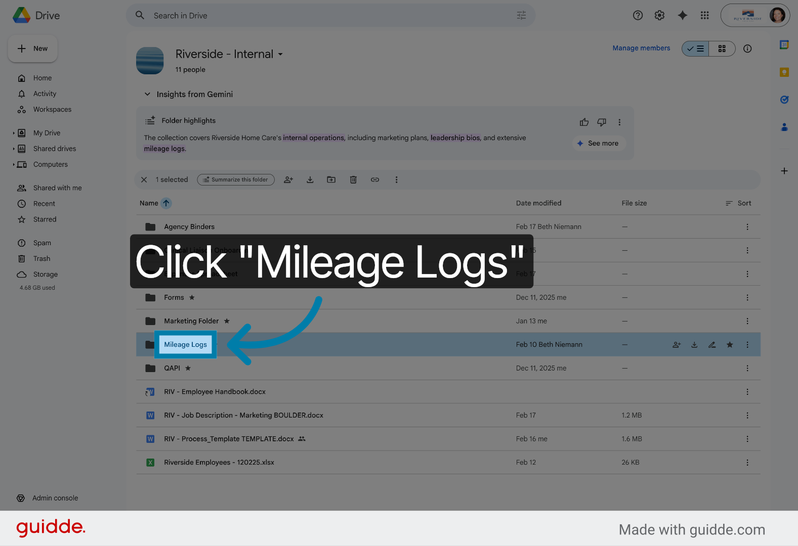 Select Mileage Logs Folder
