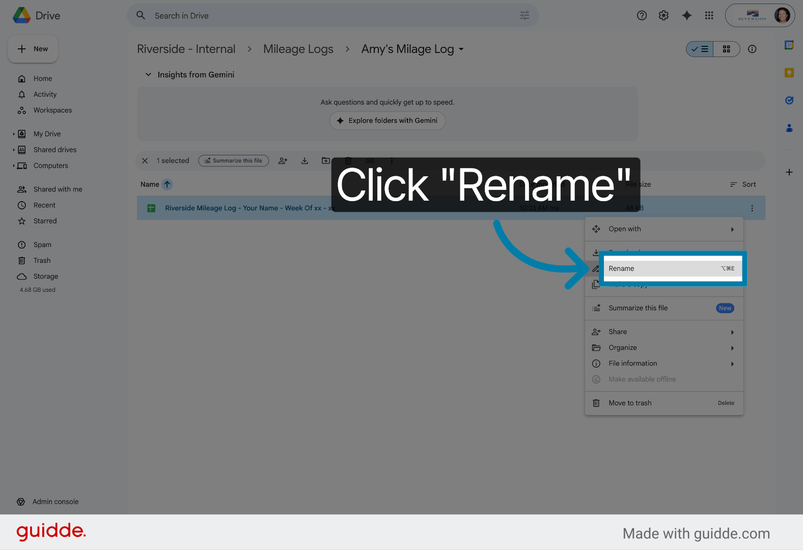 Choose Rename Option