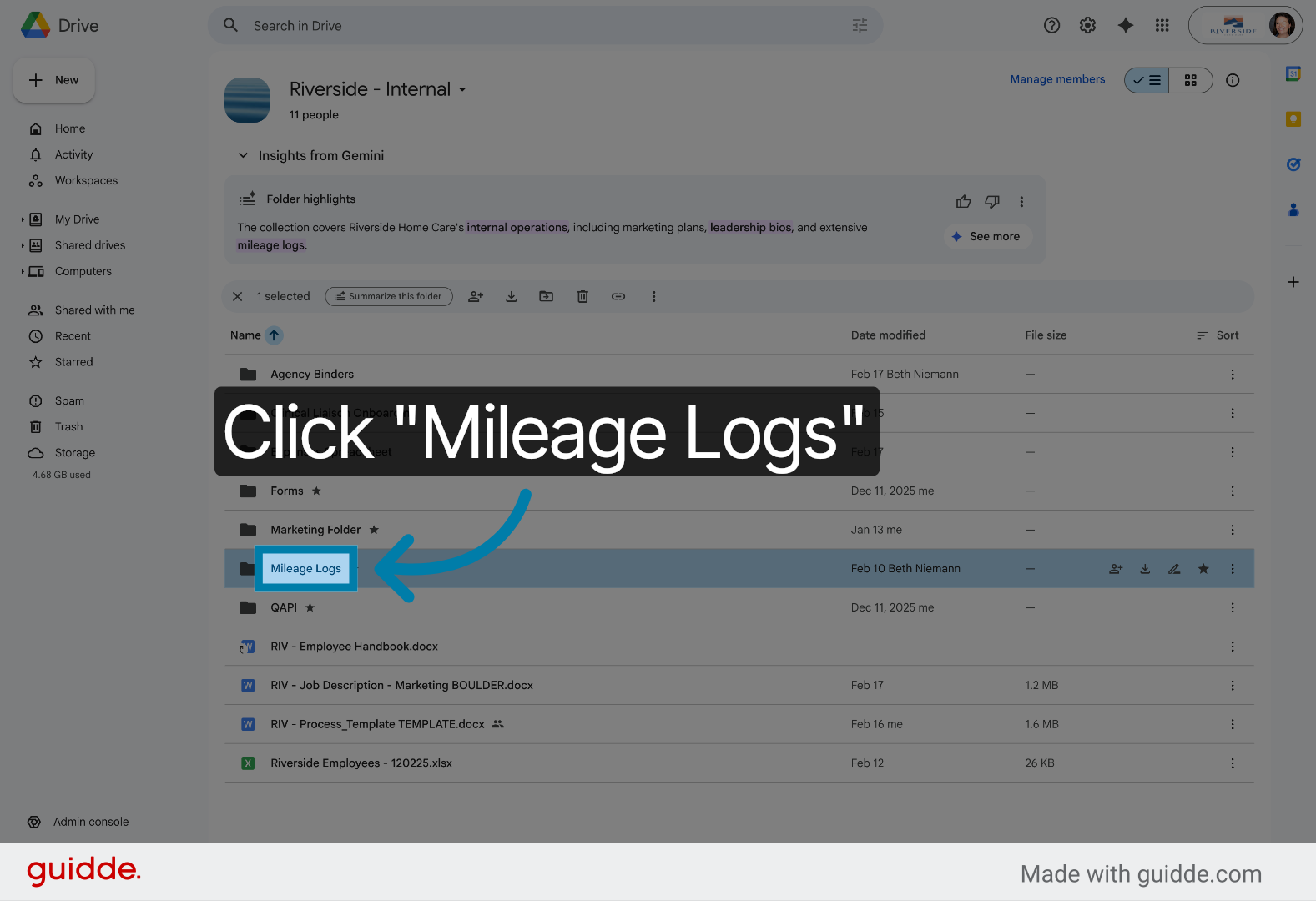 Confirm Mileage Logs Folder