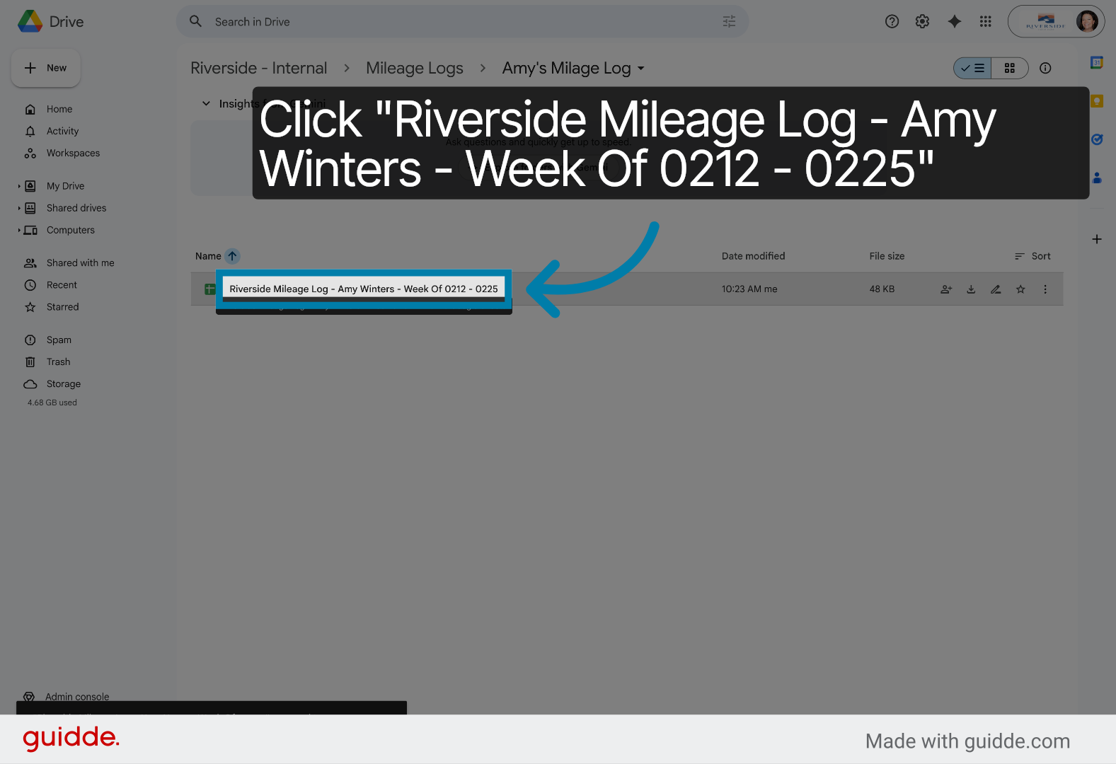 Open Updated Mileage Log