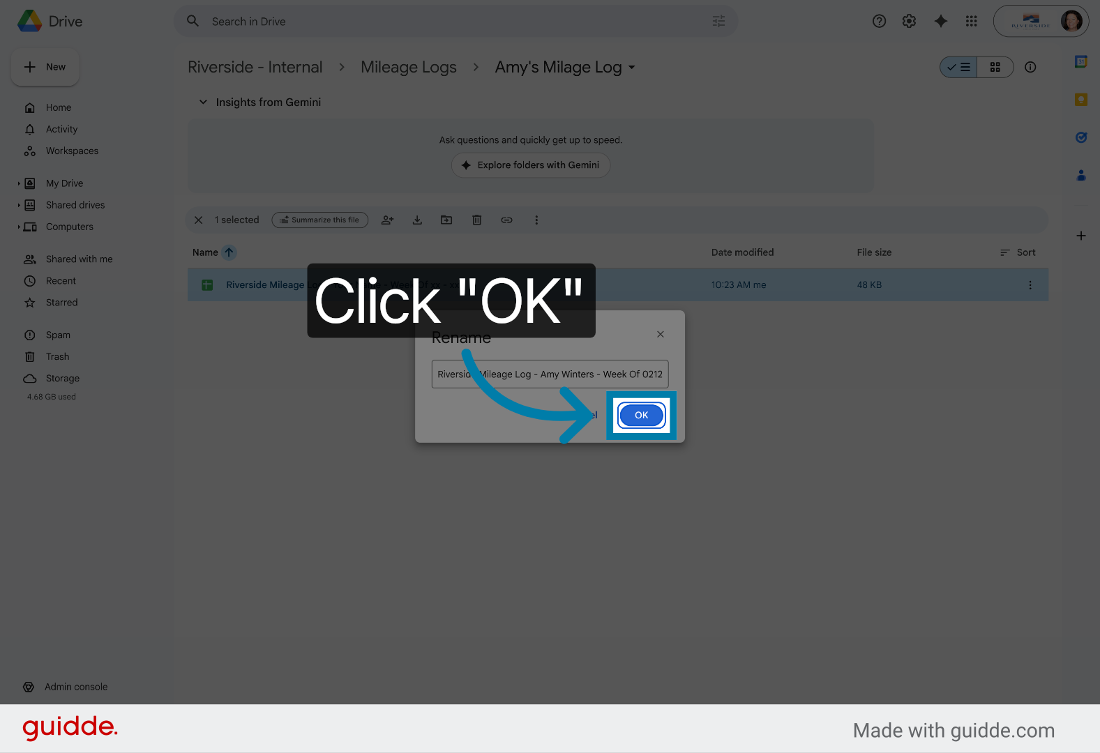 Confirm Rename Action
