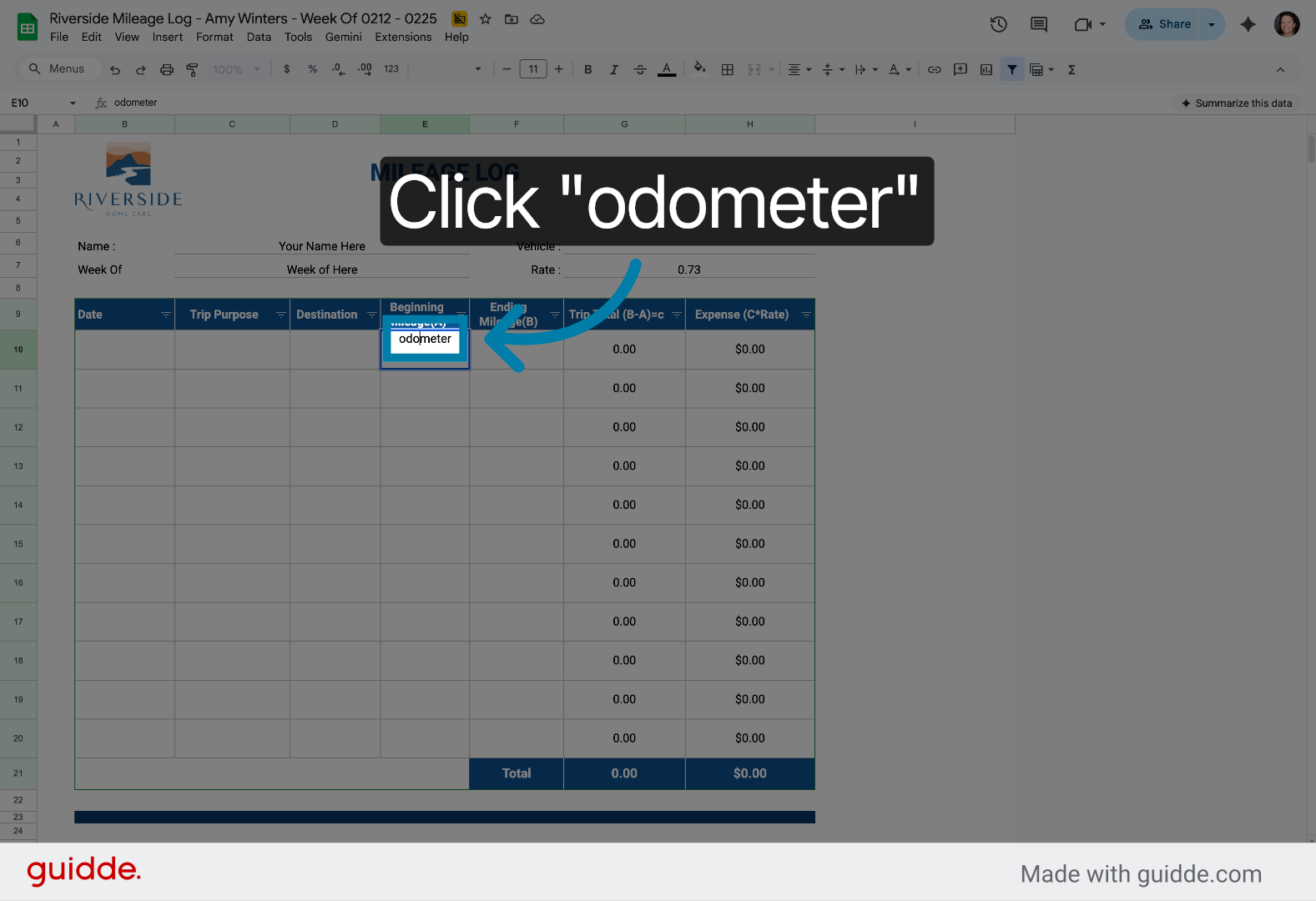 Confirm Odometer Selection