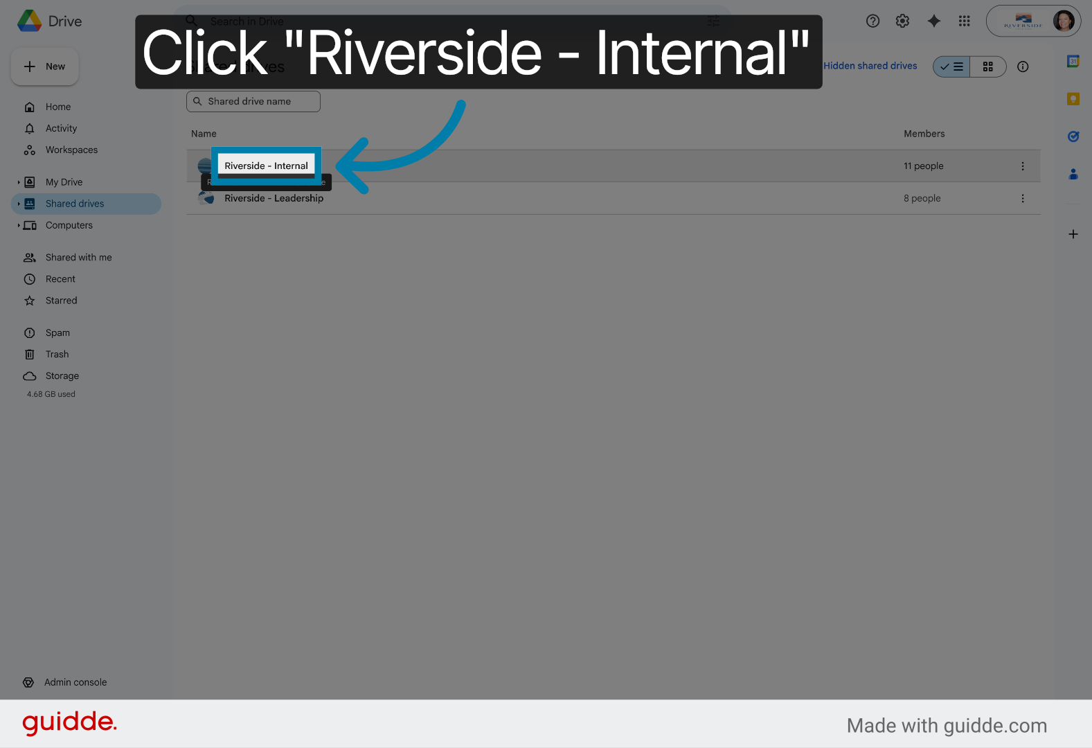 Open Riverside Internal Drive