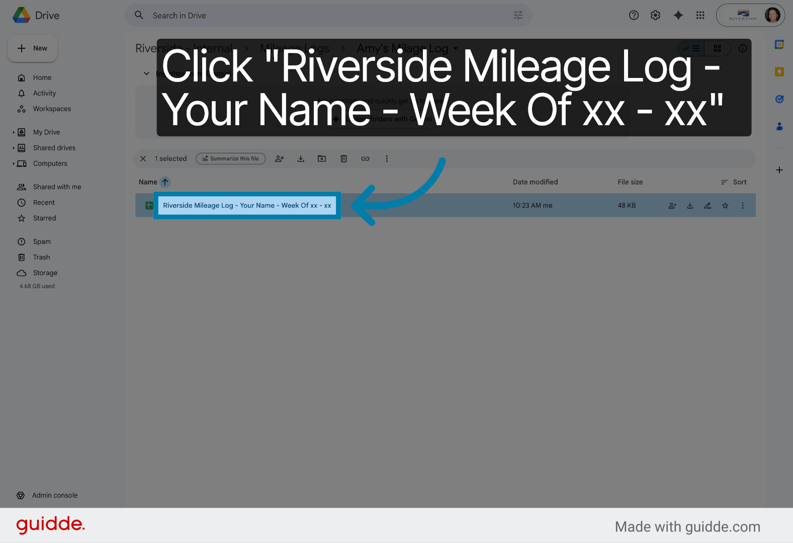 Select Weekly Mileage Log