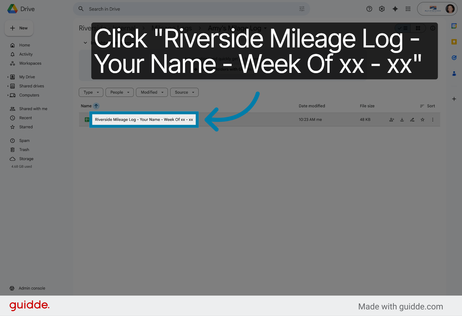 Open Weekly Mileage Log