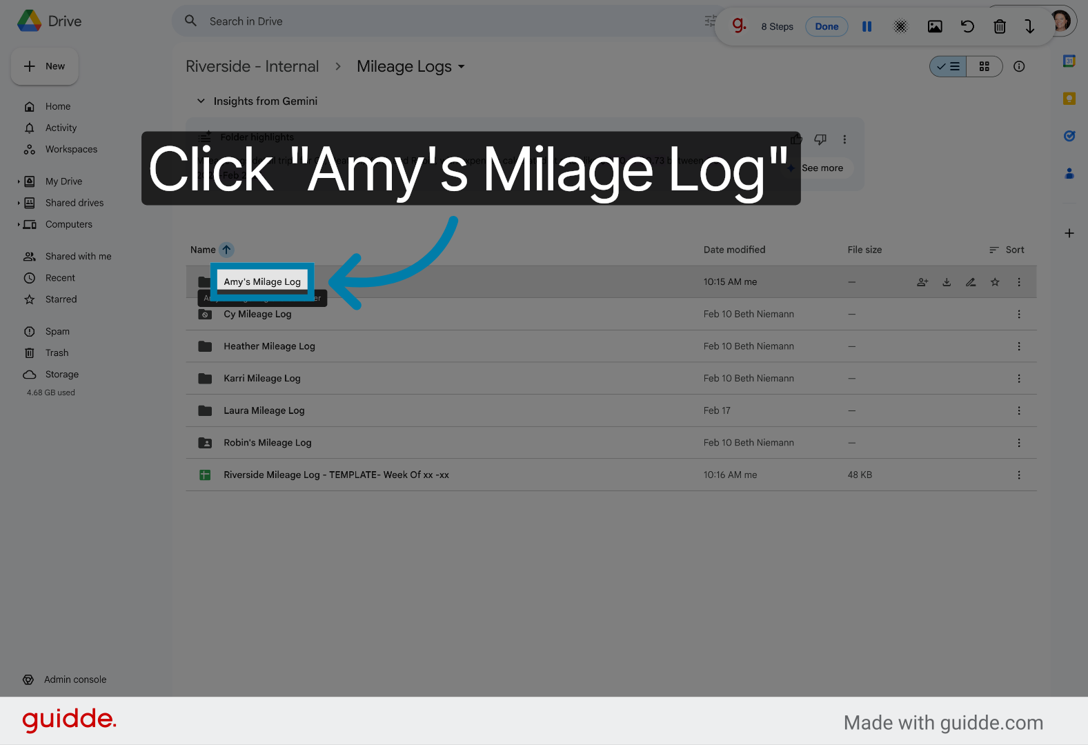 Open User Mileage Log