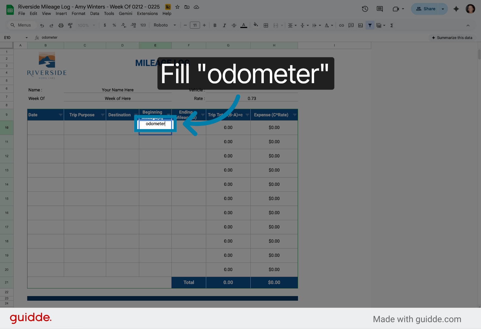 Enter Odometer Label
